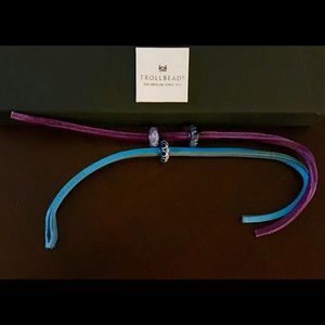 Trollbeads Two Leather Bracelets and 3 Beads